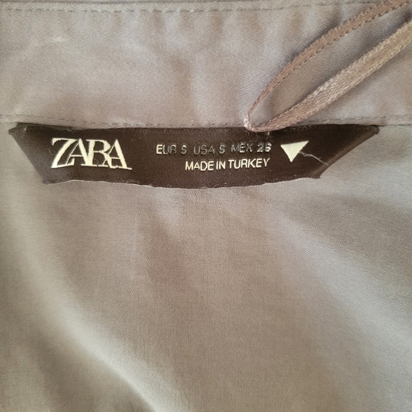 Zara Gray Blue Button Up Midi Length Shirt Dress Size Small - Picture 6 of 6